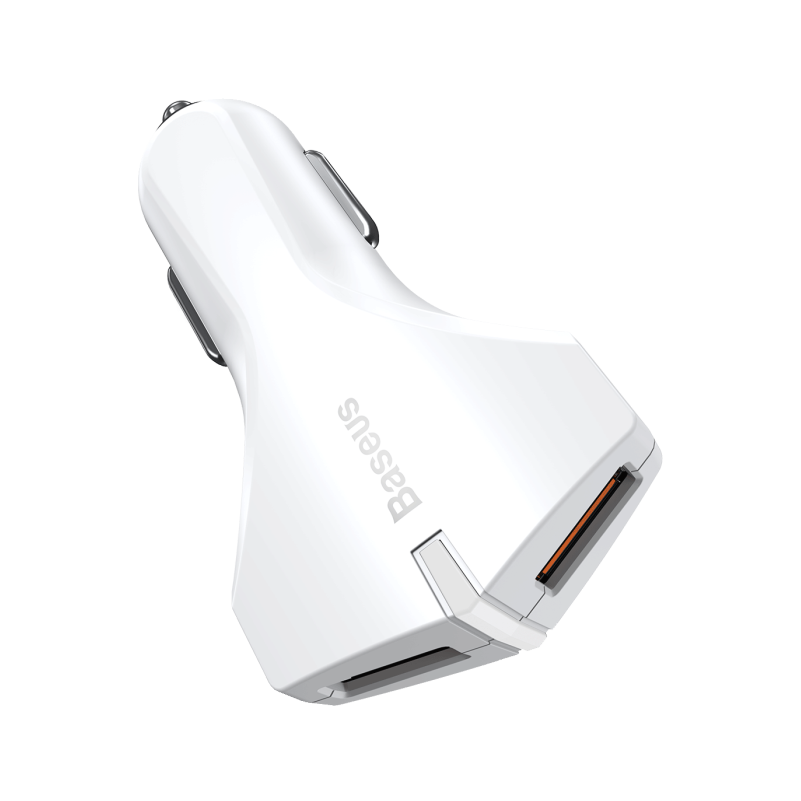 Автомобільний зарядний пристрій для смартфона QC3.0 2USB 3A Baseus Small Rocket White (CCALL-RK02)