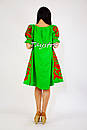 Зелене плаття вишиванка льон, етностильний стиль кантрі, вишите плаття вишиванка, вишите зелене плаття, фото 4
