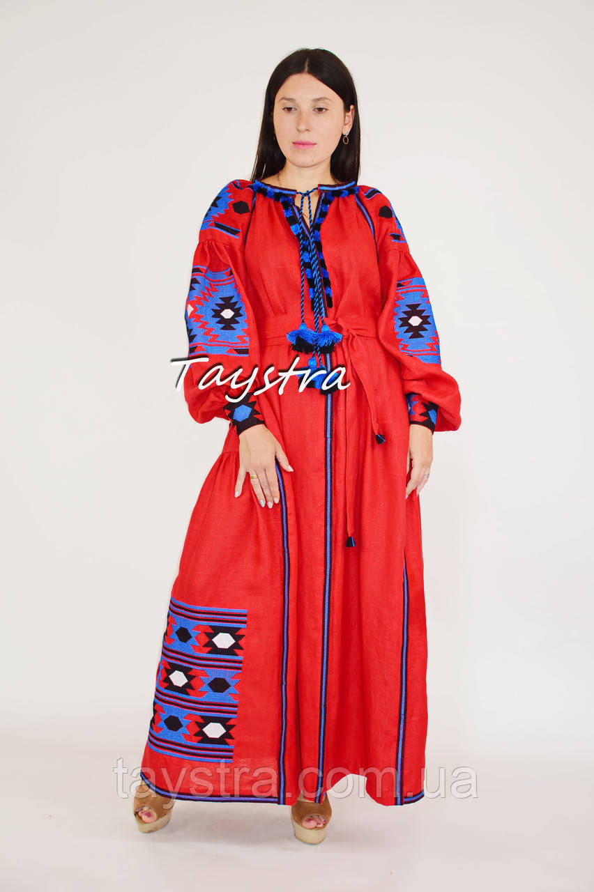 Вишиванка плаття льон етностиль кантрі, вишиті плаття вишиванка стиль Віта Кін