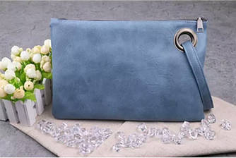 Жіноча сумка-клатч з ручкою в кольорах: Сіро-синій