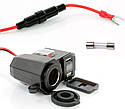 Прикурювач вольтметр на кермо/дзеркало мотоцикла на 2 USB, фото 2