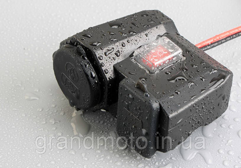 Прикурювач вольтметр на кермо/дзеркало мотоцикла на 2 USB, фото 1