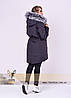Жіноча зимова парка сірого кольору з пісцевим хутром , фото 3