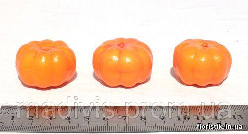 Гарбуз штучний для декору малий 3,5 см. (ціна — за 3 шт.), фото 1