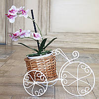 Підставка під вазон велосипед із кошиком із лози 18 см Гранд Презент 1595653 (675431)