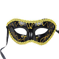Чорна чоловіча маска карнавальна з візерунком