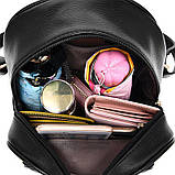 Рюкзак міський жіночий з екошкіри для дівчат, дівчаток з ведмедиком (сірий), фото 6