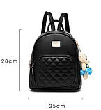 Рюкзак міський жіночий з екошкіри для дівчат, дівчаток з ведмедиком (сірий), фото 5