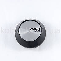 Колпачок на диски Volk Racing конус черный хром лого (59-65мм)