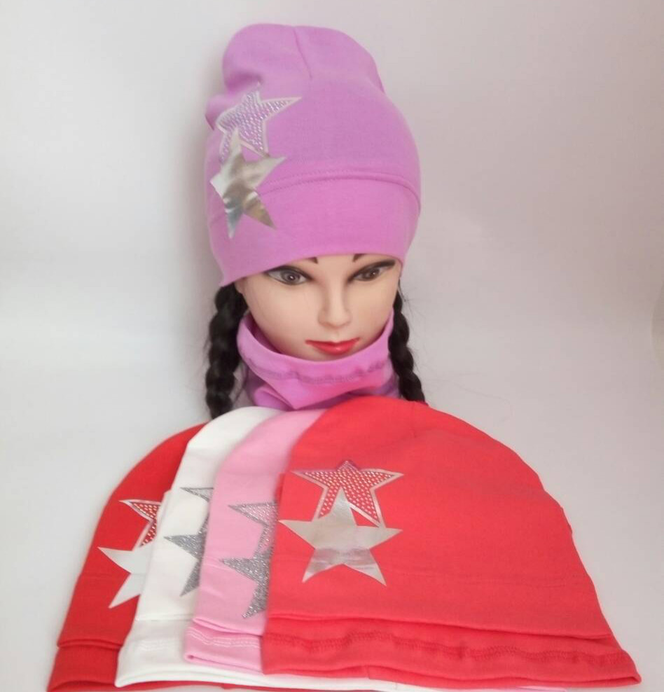 Шапка трикотажна + хомут для дівчинки р 52-54