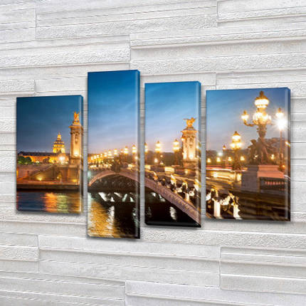 Модульна картина Ліхтарі на мосту, на ПВХ тканини, 65x85 см, (40x20-2/65х18/50x18), фото 1