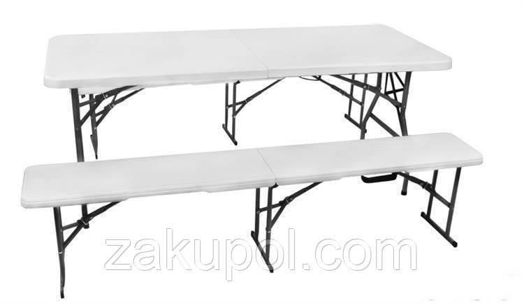 Складаний садовий стіл 180см + лавка