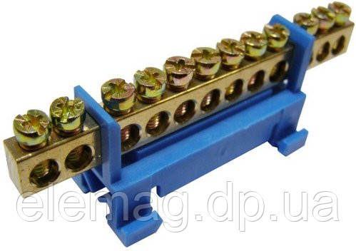 Шина нульова ізольована на DIN рейку на 12 клем