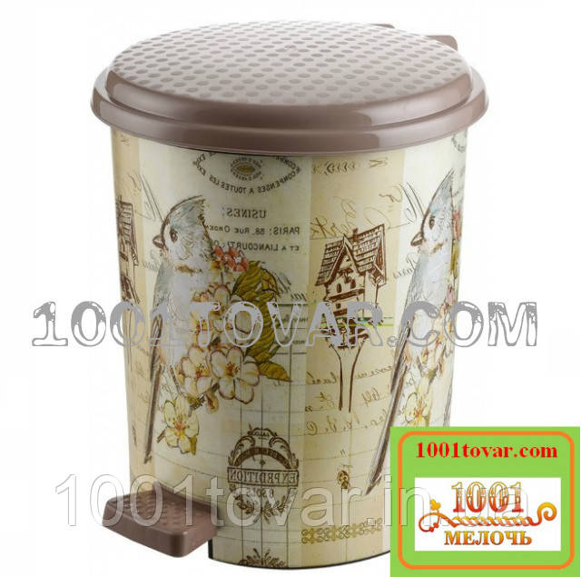 Відро педальне, з малюнком "Папуги" (Попуги), 11 л., Еlif Plastik (Еліф пластик), фото 1