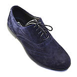 Чоловіче взуття великих розмірів туфлі замшеві броги сині комфорт Rosso Avangard BS Persona Asfa Blu Vel, фото 3