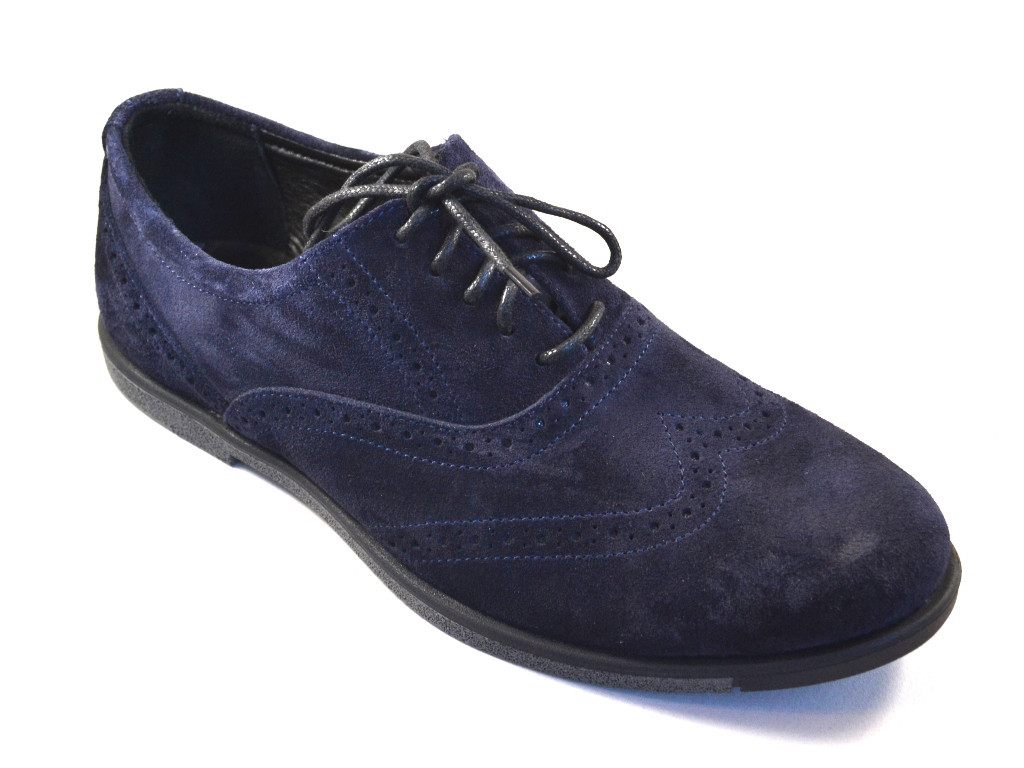 Чоловіче взуття великих розмірів туфлі замшеві броги сині комфорт Rosso Avangard BS Persona Asfa Blu Vel, фото 1