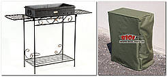 Мангал кований садовий зі знімними коробом (сталь 2 мм), бічними полицями та чохлом-накидкою M31-2ч