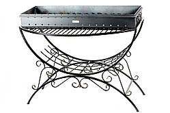 Мангал кований садовий зі знімними коробом (сталь 3 мм) і знімною полицею М25