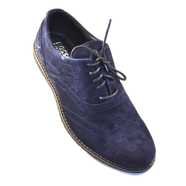 Взуття великих розмірів чоловіча легкі туфлі сині броги замшеві Rosso Avangard Persona Breakage Blu Vel BS, фото 1