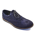 Взуття великих розмірів чоловіча легкі туфлі сині броги замшеві Rosso Avangard Persona Breakage Blu Vel BS, фото 2