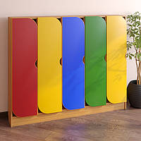 Шкаф для детской одежды Секционный-А (для ясельных групп) на 2, 3, 4 и 5 ячеек 5, Бук+цвет