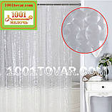 Силіконова шторка для ванної кімнати з 3D ефектом, розмір 180х180 див., біло-прозора, фото 4