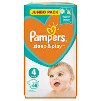Підгузники дитячі Pampers Sleep&Play Maxi 4 (7-14 кг) Jumbo Pack 68 шт, фото 2