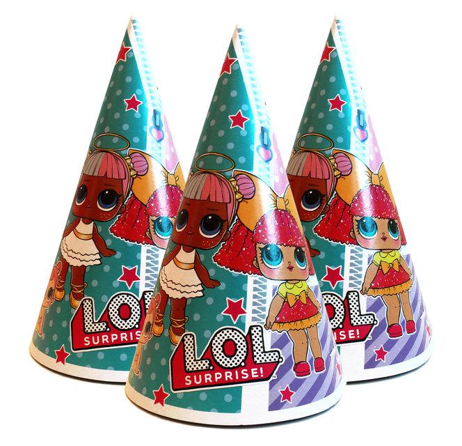 Ковпачки святкові дитячі No3 у стилі "Кульки L.O.L. (ЛОЛ) ", фото 1