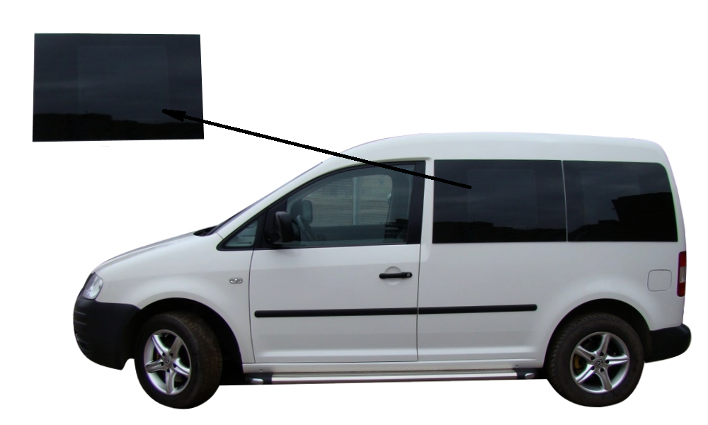 Бічне скло Volkswagen Caddy 2004-2015 переднє ліве панорамне