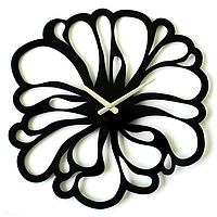 Дизайнерские настенные часы металлические Glozis-A-041 Flower Цветок Черные (48х48см) [Металл, Открытые,
