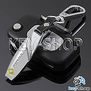 Брелок для авто ключів Renault (Рено) металевий, з карабіном і шкіряною вставкою