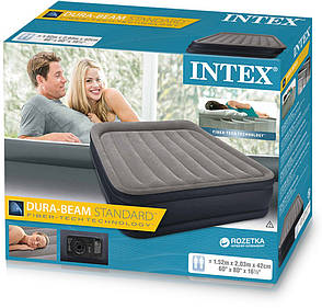 Надувне двоспальне ліжко Intex 64136 з вбудованим насосом, фото 4