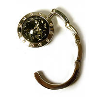 Сумкодержатель для женской сумочки "Кристалл черно серебряный" со стразами