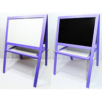 Мольберт дитячий магнітний двосторонній Ігруша фіолетовий для магнітів, маркерів, крейди 3в1, дошка для малювання