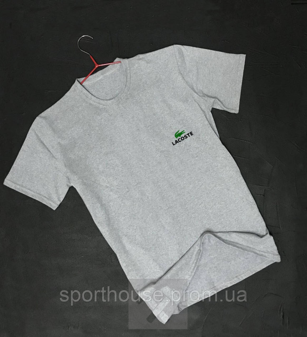 Чоловіча футболка Lacoste, чоловіча футболка Лакоста, спортивна, брендовий, бавовна, сіра, S