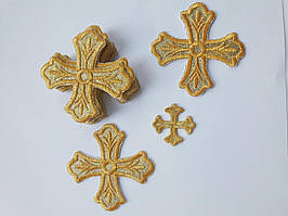 Набор крестов Набір хрестів малих для церковного одягу   7,5 на 7,5 см, 13 штук 12 +1 маленький золото