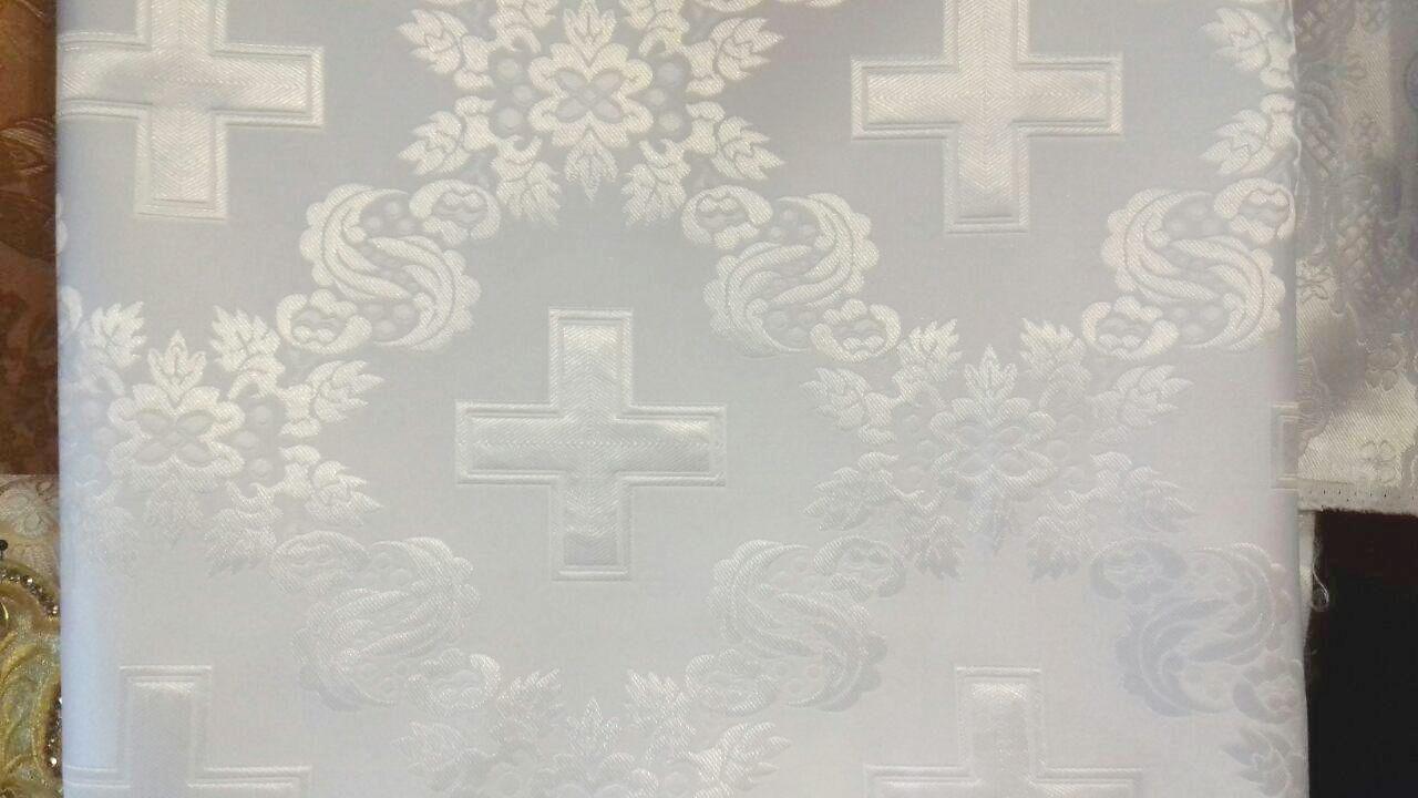 Тканина церковна Царський хрест біла Відріз 2.5 метри ш/с