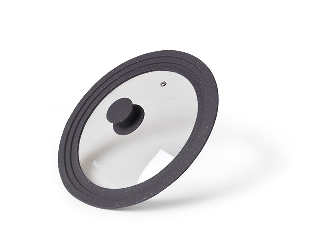 Кришка многоразмерная "Triplex" 24/26/28х6см скляна з силіконовим обідком Fissman, фото 1