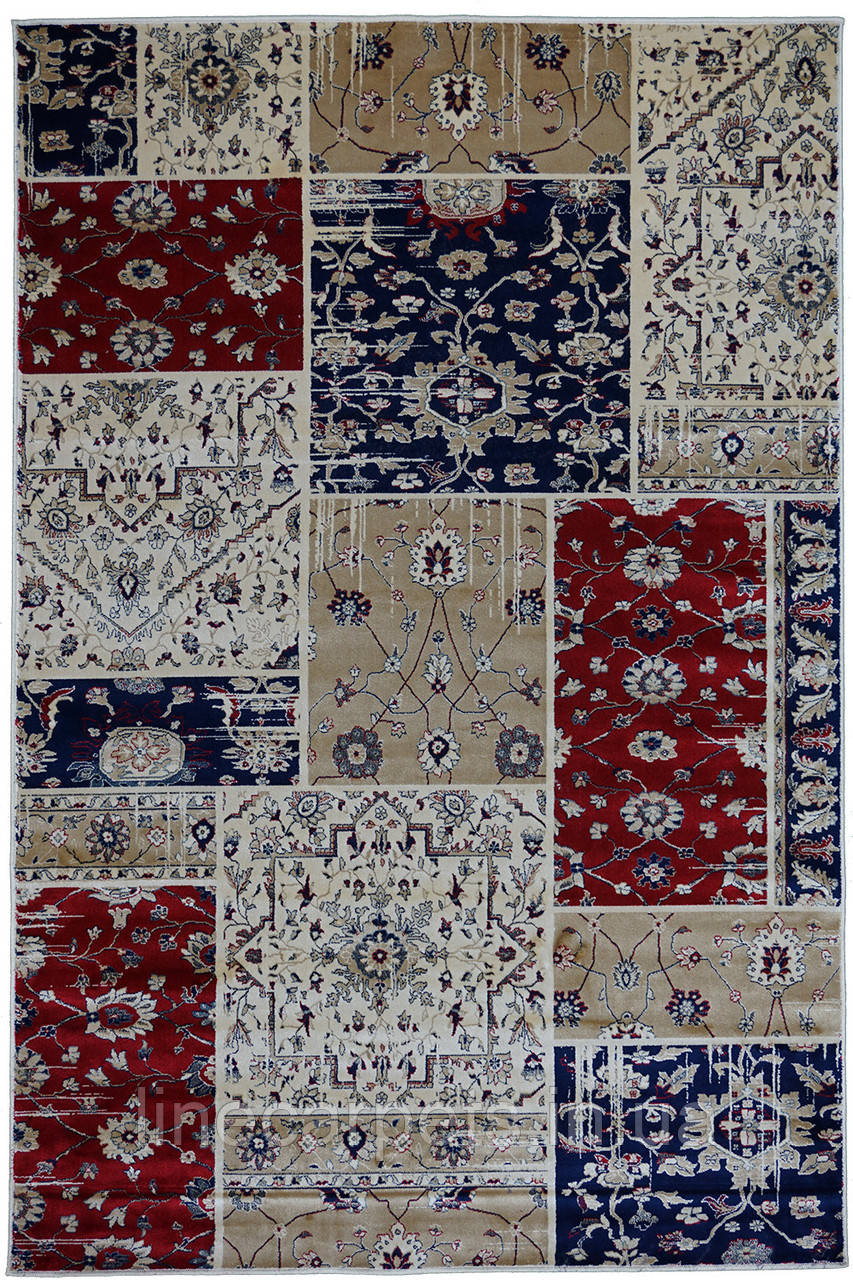 Килим печворк з віскози SPIRIT 22871 IVORY-NAVY