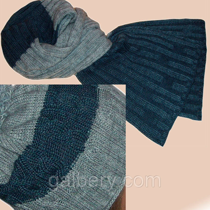 Жіноча в'язана шапка "косичка" (утеплений варіант) і шарф-петля
