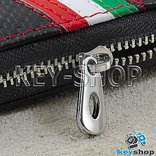Ключниця кишенькова (шкіряна, чорна, під карбон, на блискавці, з карабіном, кільцем), логотип авто Fiat (Фіат), фото 2