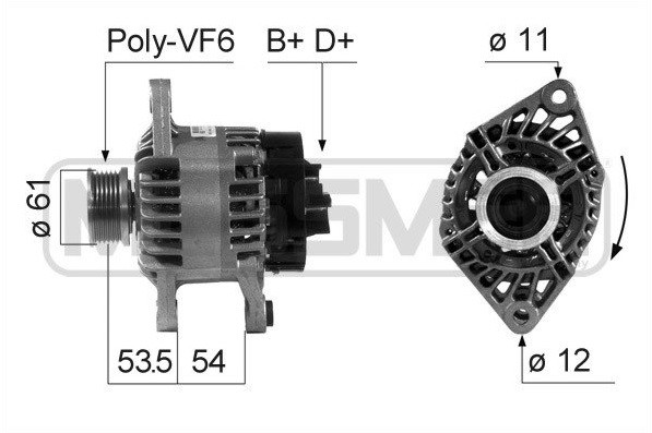 Генератор Фиат добло палио страда 1.9 дизель Fiat DOBLO (223, 119), PALIO (178DX), STRADA (178E), 14V/65A - фото 5 - id-p611287187