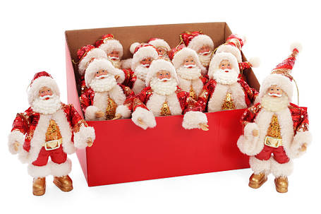 Новорічна декоративна фігурка-підвіска Санта 17.5 см у дисплеї-коробці 12штук, червоний із золотом (NY14-375), фото 2
