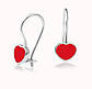 Срібні сережки дитячі червоні Сердечки з кольоровою емаллю, фото 2