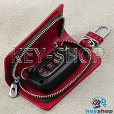 Ключниця кишенькова (червона, "зміїна шкіра", на блискавці, з карабіном) логотип авто Renault (Рено), фото 2