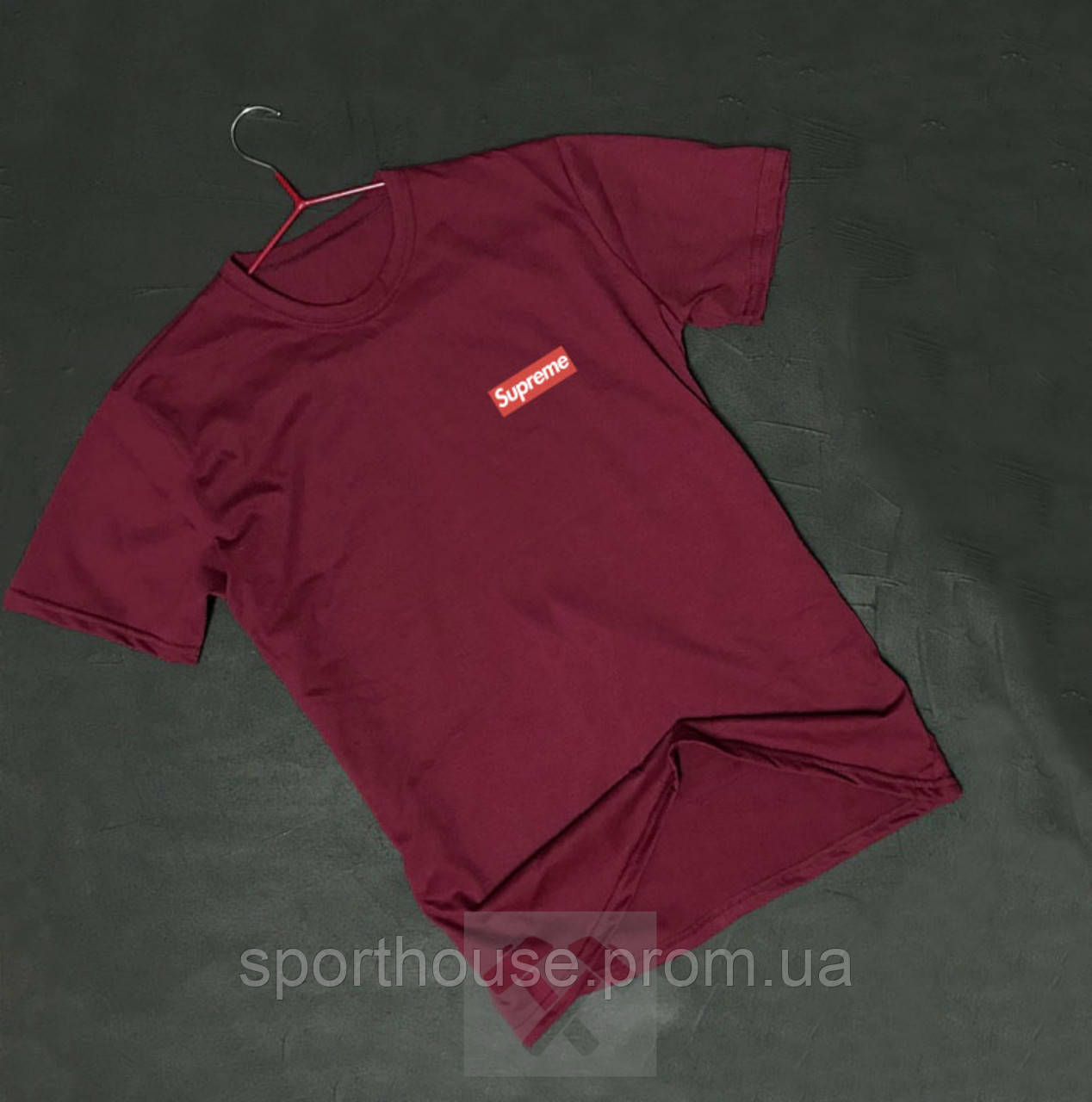 Чоловіча футболка Supreme, чоловіча футболка Супрем, спортивна, брендовий, бавовна,червона,всі розміри S