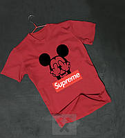 Чоловіча футболка Supreme, чоловіча футболка Супрем, спортивна, брендовий, бавовна,червона,всі розміри S