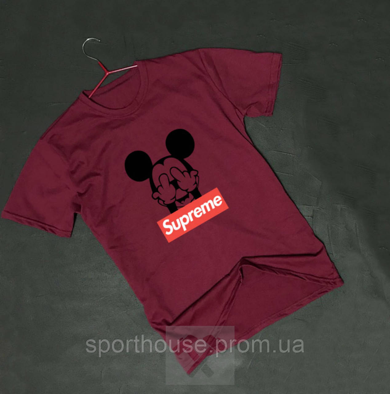 Чоловіча футболка Supreme, чоловіча футболка Супрем, спортивна, брендовий, бавовна,червона,всі розміри S