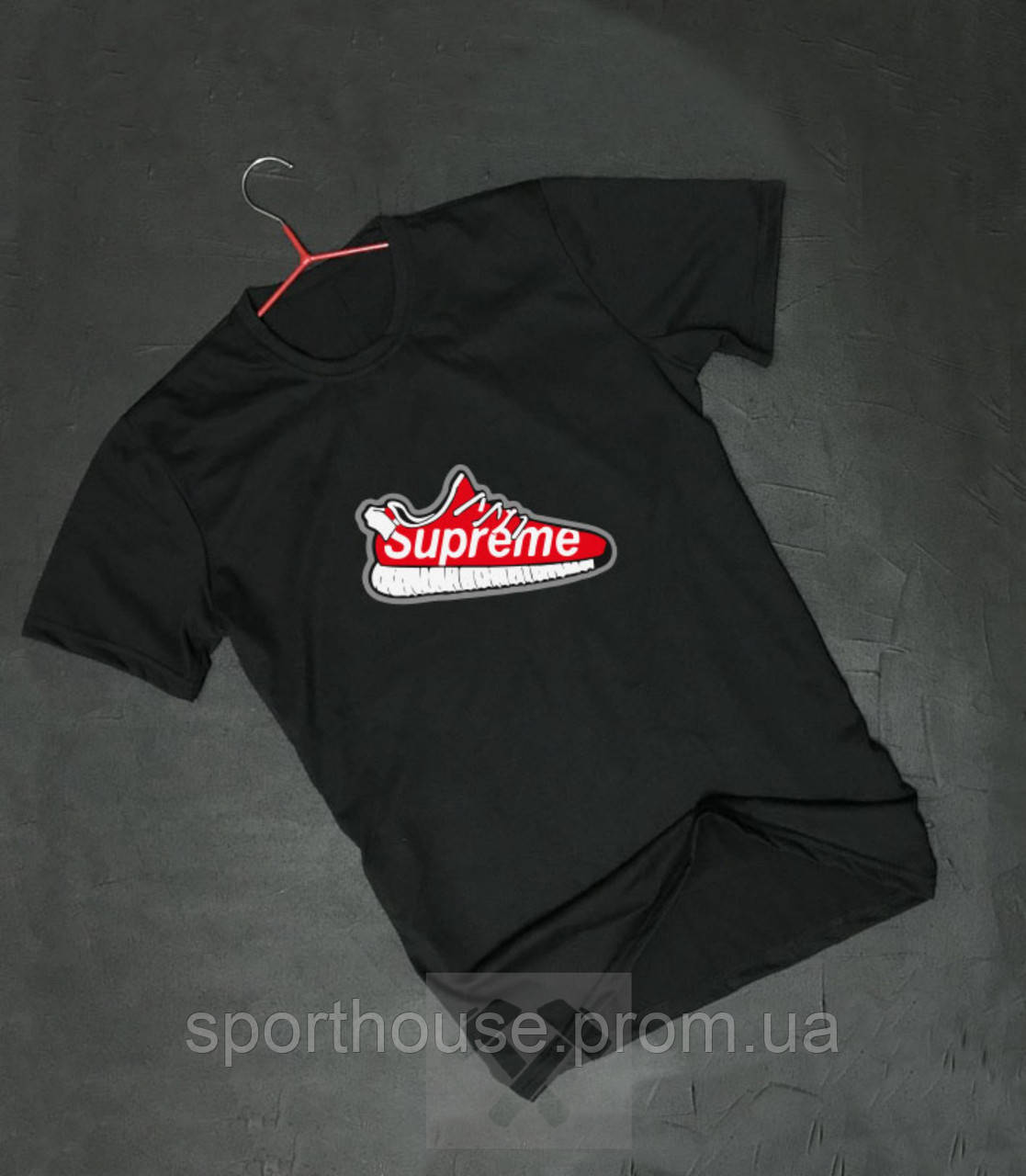 Чоловіча футболка Supreme, чоловіча футболка Супрем, спортивна, брендовий, бавовна,чорна, всі розміри S
