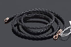 Шкіряний плетений шнурок із позолоченим замком 55 см